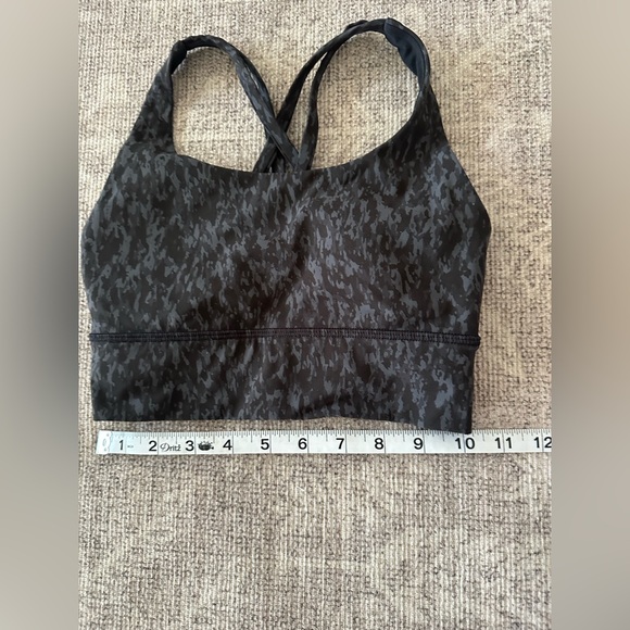 Lululemon Energy Longline Bra Women's Black Patterned Sports Bra Size 2 - Picture 6 of 6